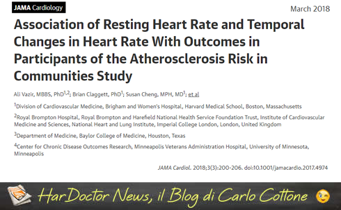 Frequenza cardiaca: anche lievi incrementi portano ad aumento del rischio